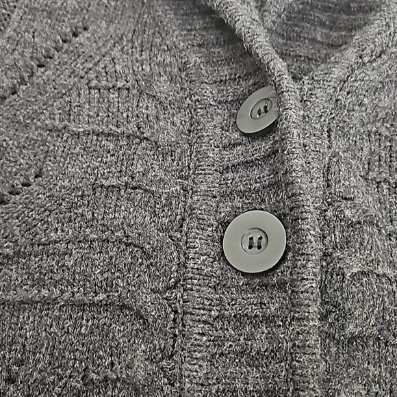 Suzy Shier Button-Down Long Sleeves Knitted Cardigan Sweater Gray Small - Picture 9 of 16